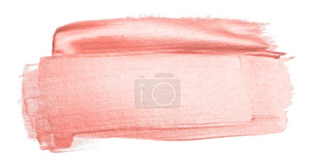 Foto de Mancha de mancha de pincelada de color brillante de oro rosa sobre fondo blanco. Textura abstracta de la pintura. - Imagen libre de derechos