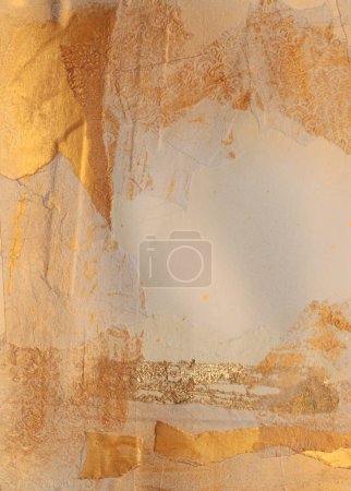 Foto de Marco de collage de papel brillo dorado y bronce. Resumen brillo textura copia espacio fondo. - Imagen libre de derechos