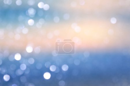 Photo for Soft focus smoke Abstract city light blur blinking. Light and shadow pastel pink, beige, blue color horizontal background. - Royalty Free Image