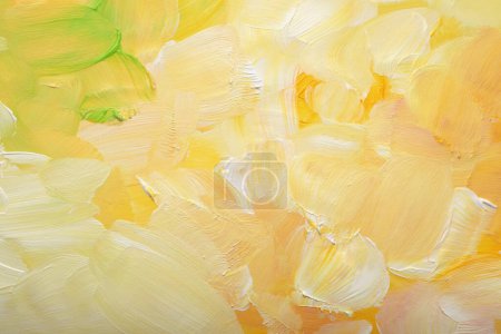 Foto de Arte óleo y acrílico mancha blot pared de pintura de lienzo. Color amarillo abstracto mancha pincelada textura fondo. - Imagen libre de derechos