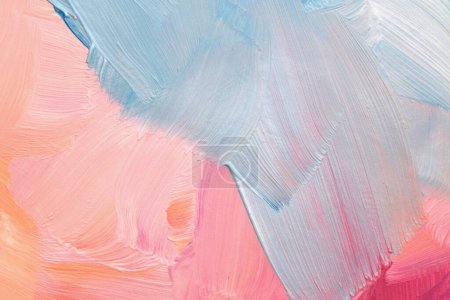 Téléchargez les photos : Art huile et acrylique frottis buvard toile mur de peinture. Abstrait bleu, couleur rose tache brushstroke texture fond. - en image libre de droit