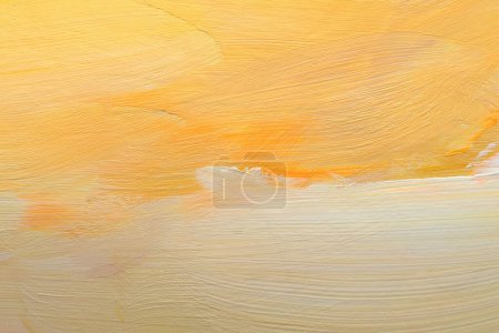 Photo for Art oil and acrylic smear blot canvas painting wall. Abstract white, yellow color stain brushstroke texture background. - Royalty Free Image