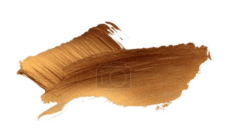 Photo for Gold bronze glitter brushstroke painting blot smear. Abstract glow shine background. - Royalty Free Image