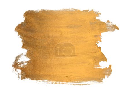 Photo for Gold bronze glitter brushstroke painting blot smear  isolated on white background. - Royalty Free Image