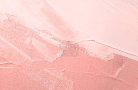 Téléchargez les photos : Art acrylique frottis tache brushstroke mur de peinture. Texture abstraite beige, couleur rose tache horizontale copie espace toile fond. - en image libre de droit