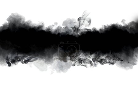 Téléchargez les photos : Blot de fumée noir et blanc abstrait. Onde horizontale contraste copie espace arrière-plan - en image libre de droit