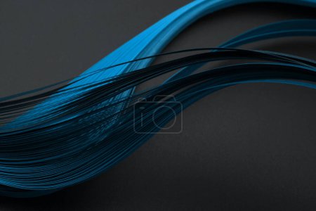 Photo for Blue and black color strip wave paper. Abstract texture background. - Royalty Free Image