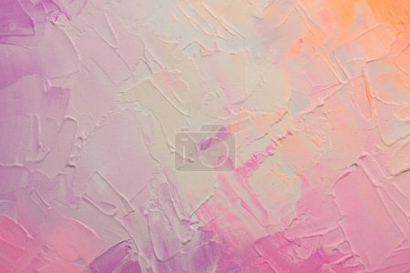 Foto de Texturizado óleo y acrílico mancha blot pared de pintura de lienzo. Abstracto beige, rosa, color blanco mancha pincelada fondo. - Imagen libre de derechos