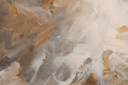 Téléchargez les photos : Huile texturée et enduit acrylique buvard toile mur de peinture. Abstrait beige, blanc, or paillettes couleur tache coup de pinceau fond. - en image libre de droit