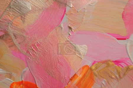 Foto de Texturizado óleo y acrílico mancha blot pared de pintura de lienzo. Resumen rosa, color beige mancha pincelada fondo. - Imagen libre de derechos