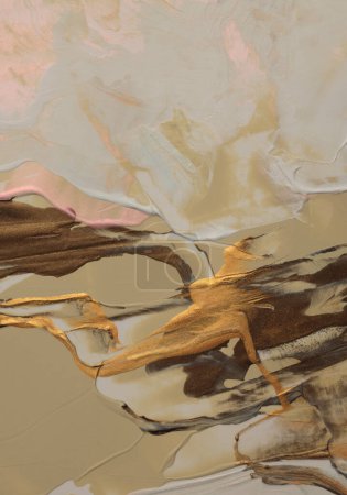 Téléchargez les photos : Huile texturée et ligne de frottis acrylique buvard toile mur de peinture. Abstrait or, couleur beige tache fond de coup de pinceau. - en image libre de droit