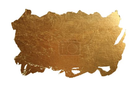 Photo for Gold bronze glitter brushstroke paintingblot smear. Abstract glow shine stain on white background. - Royalty Free Image