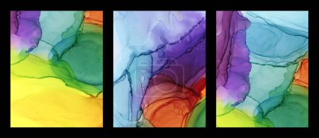 Photo for Set Abstract smoke watercolor and alcohol ink painting. Color background. Marble texture. - Royalty Free Image
