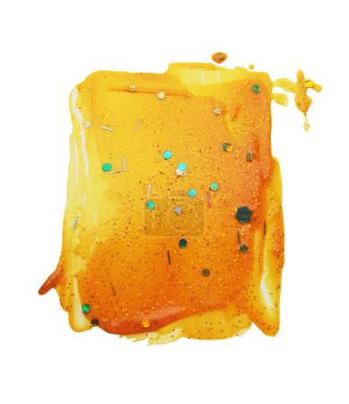 Téléchargez les photos : Gel d'art et peinture acrylique de toile tache de frottis avec des paillettes. Résumé couleur jaune tache brushstroke texture fond. - en image libre de droit