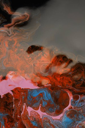 Foto de Arte Flujo abstracto verter acrílico, tinta y acuarela pintura de mármol. La textura de la onda de color borra el fondo. Arte fluido. - Imagen libre de derechos