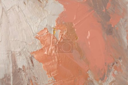 Téléchargez les photos : Art Huile et acrylique frottis peinture buvard toile mur. abstrait nacre beige rose couleur tache brushstroke texture fond. - en image libre de droit