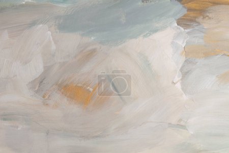 Téléchargez les photos : Art huile et acrylique frottis buvard toile mur de peinture. Abstrait beige, blanc et or couleur tache brushstroke texture fond. - en image libre de droit