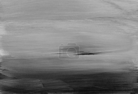 Photo for Abstract acrylic and oil smear blot painting wall. Black and White Color canvas copy space texture horizontal background. - Royalty Free Image
