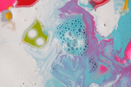 Photo for Soap and foam Colorful blots. Abstract background. Marble texture. Acrylic colors. - Royalty Free Image