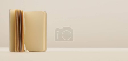 Photo for Open book, notepad album on beige neutral background. - Royalty Free Image
