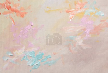 Foto de Arte óleo y acrílico mancha pintura de lona blot. Abstracto color beige neutro mancha cepillo textura fondo.. - Imagen libre de derechos