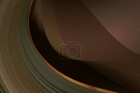 Photo for Brown Color strip wave paper with gold line. Abstract texture background. - Royalty Free Image