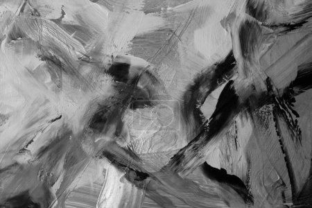 Foto de Arte blanco y negro moderno óleo y acrílico mancha blot pared de pintura de lienzo. Textura abstracta color mancha pincelada textura fondo. - Imagen libre de derechos