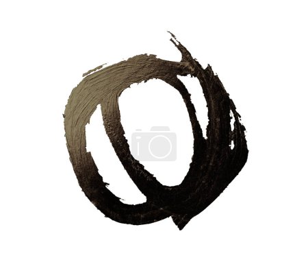 Photo for Black bronze color line circle smear painting blot dot on white background. - Royalty Free Image