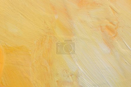 Foto de Arte óleo y acrílico mancha blot pared de pintura de lienzo. Resumen blanco, color amarillo mancha pincelada textura fondo. - Imagen libre de derechos