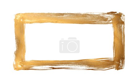 Téléchargez les photos : Or jaune paillettes coup de pinceau peinture tache frottis cadre sur fond blanc. - en image libre de droit