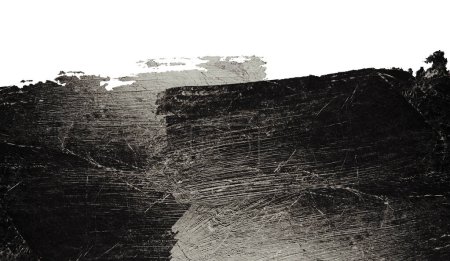 Foto de Art Black brushstroke painting smear ink blot. Abstract contrast scratch stain texture background. - Imagen libre de derechos