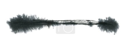Téléchargez les photos : Art wet wave line brushstroke painting smear ink pen blot. Abstract contrast stain on white background. - en image libre de droit