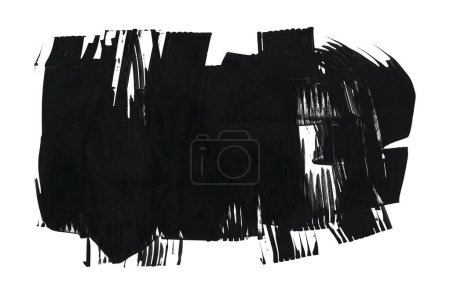 Photo for Art Ink Black brushstroke painting smear ink, watercolor blot flourish. Abstract line stain on  white background. - Royalty Free Image