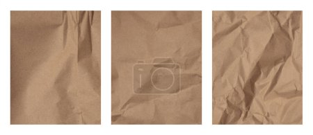Foto de Scrapbook beige arrugado paquete viejo papel artesanal textura en blanco copiar espacio de fondo. Conjunto. - Imagen libre de derechos
