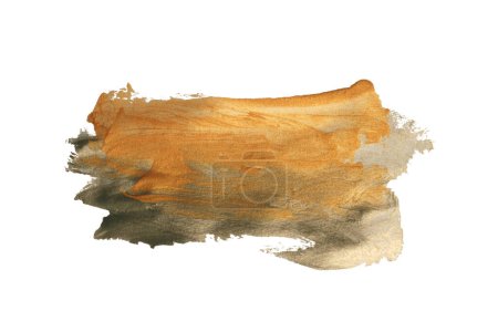 Téléchargez les photos : Grunge déchiré Encre d'or frottis coup de pinceau tache tache sur fond blanc. - en image libre de droit