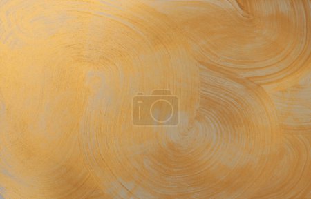 Foto de Tira de círculo de oro línea pintura mancha papel de lona. Textura abstracta color mancha pincelada fondo. - Imagen libre de derechos