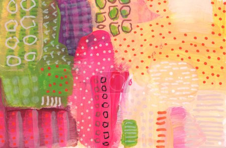Foto de Arte óleo y acrílico manchas manchas punto lienzo pintura con lápiz, elementos de línea pastel. Color abstracto mancha pincelada textura fondo. - Imagen libre de derechos