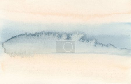 Photo for Ink watercolor and acrylic smoke flow stain blot on wet paper texture background. Beige and blue color. - Royalty Free Image