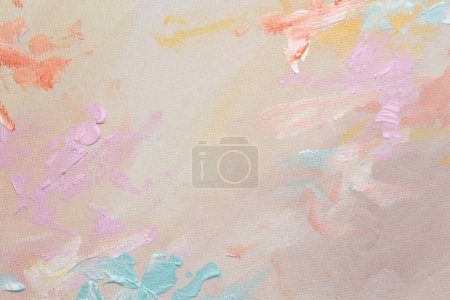 Téléchargez les photos : Huile d'art et peinture acrylique tache de frottis toile. Abstrait beige neutre couleur tache brushstroke texture fond. - en image libre de droit
