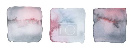 Photo for Ink watercolor hand drawn square stain blot. Wet pastel color paper texture background. Set. - Royalty Free Image