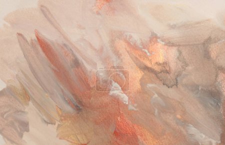 Foto de Mancha de flujo de humo beige, dorado, bronce acrílico y acuarela en el fondo de la textura del papel. - Imagen libre de derechos
