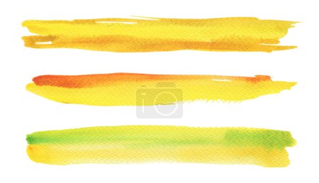 Photo for Ink watercolor yellow color smear brush stroke stain line blot on white background. - Royalty Free Image