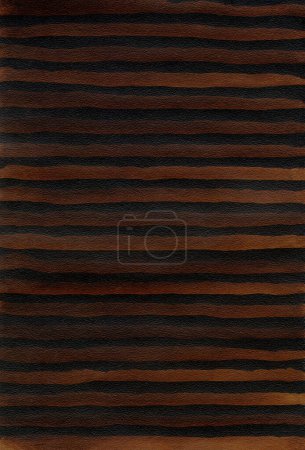 Photo for Ink Wave watercolor hand drawn strip brown stain line strip blot painting. Paper texture background. - Royalty Free Image
