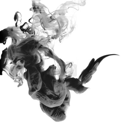 Black smoke wave ink blot  in water. Abstract flow background.