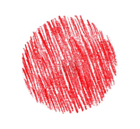 Foto de Dibujado a mano garabato trazo línea de eclosión círculo. Pluma roja, lápiz, textura pastel arte grunge textura sobre fondo blanco - Imagen libre de derechos