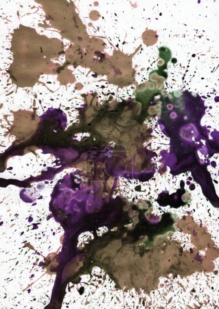 Photo for Ink Watercolor blot with drops splash. Abstract texture color stain paper Hand drawn texture background. - Royalty Free Image