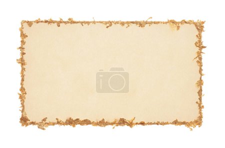 Photo for Gold (bronze) glitter empty canvas frame isolated on white paper background. Abstract copy space texture. - Royalty Free Image