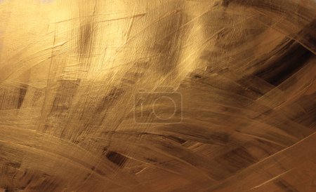 Photo for Bronze and gold ink smear brush stroke stain blot glow texture wall background. - Royalty Free Image