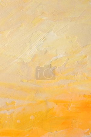 Foto de Arte óleo y acrílico mancha blot pared de pintura de lienzo. Textura abstracta amarillo pastel color mancha pincelada textura fondo. - Imagen libre de derechos