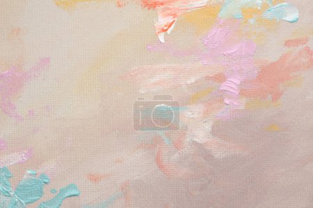 Téléchargez les photos : Huile d'art et peinture acrylique tache de frottis toile. Abstrait beige neutre couleur tache brushstroke texture fond. - en image libre de droit